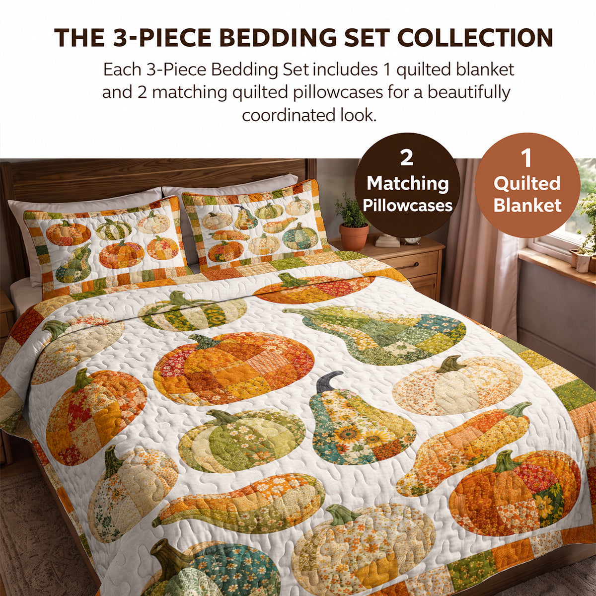 Autumn Quilted Blanket Harvest Pumpkin Patch
