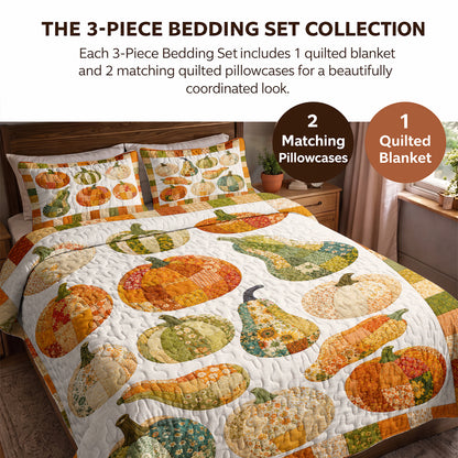 Autumn Quilted Blanket Harvest Pumpkin Patch