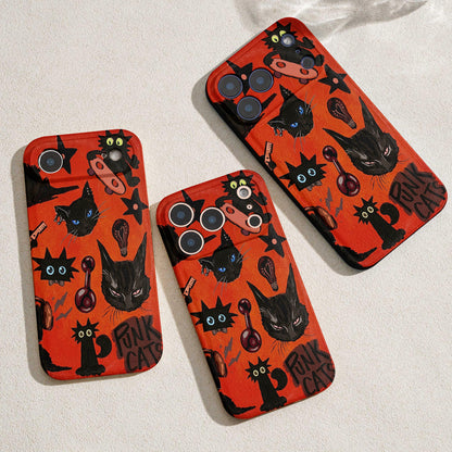 Cat Leather Phone Case Punk Cats