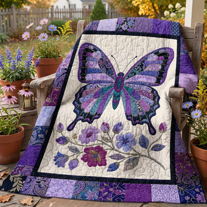 Butterfly Quilted Blanket Enchanted Purple Butterfly Garden