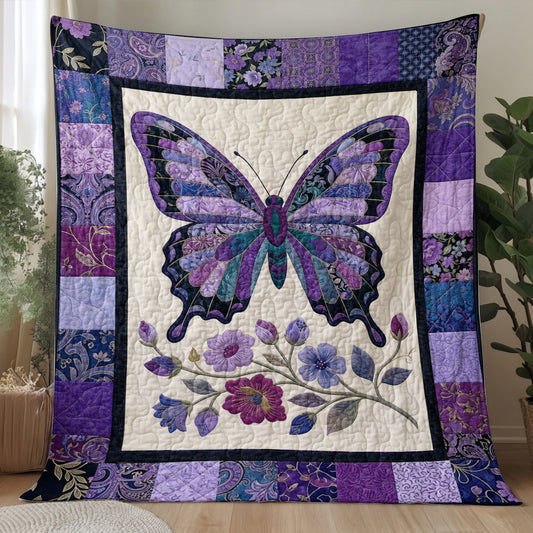 Butterfly Quilted Blanket Enchanted Purple Butterfly Garden