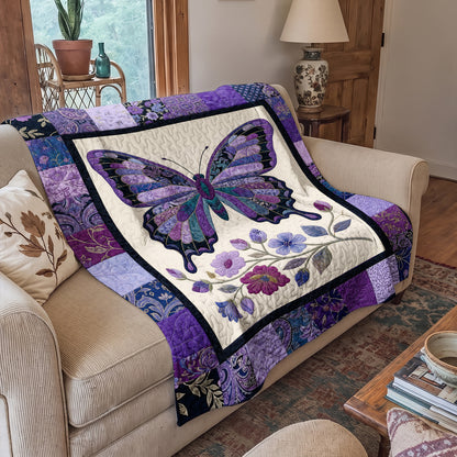 Butterfly Quilted Blanket Enchanted Purple Butterfly Garden