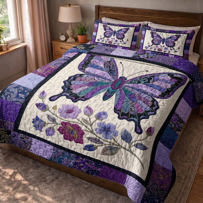 Butterfly Quilted Blanket Enchanted Purple Butterfly Garden