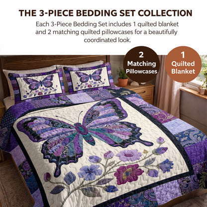 Butterfly Quilted Blanket Enchanted Purple Butterfly Garden