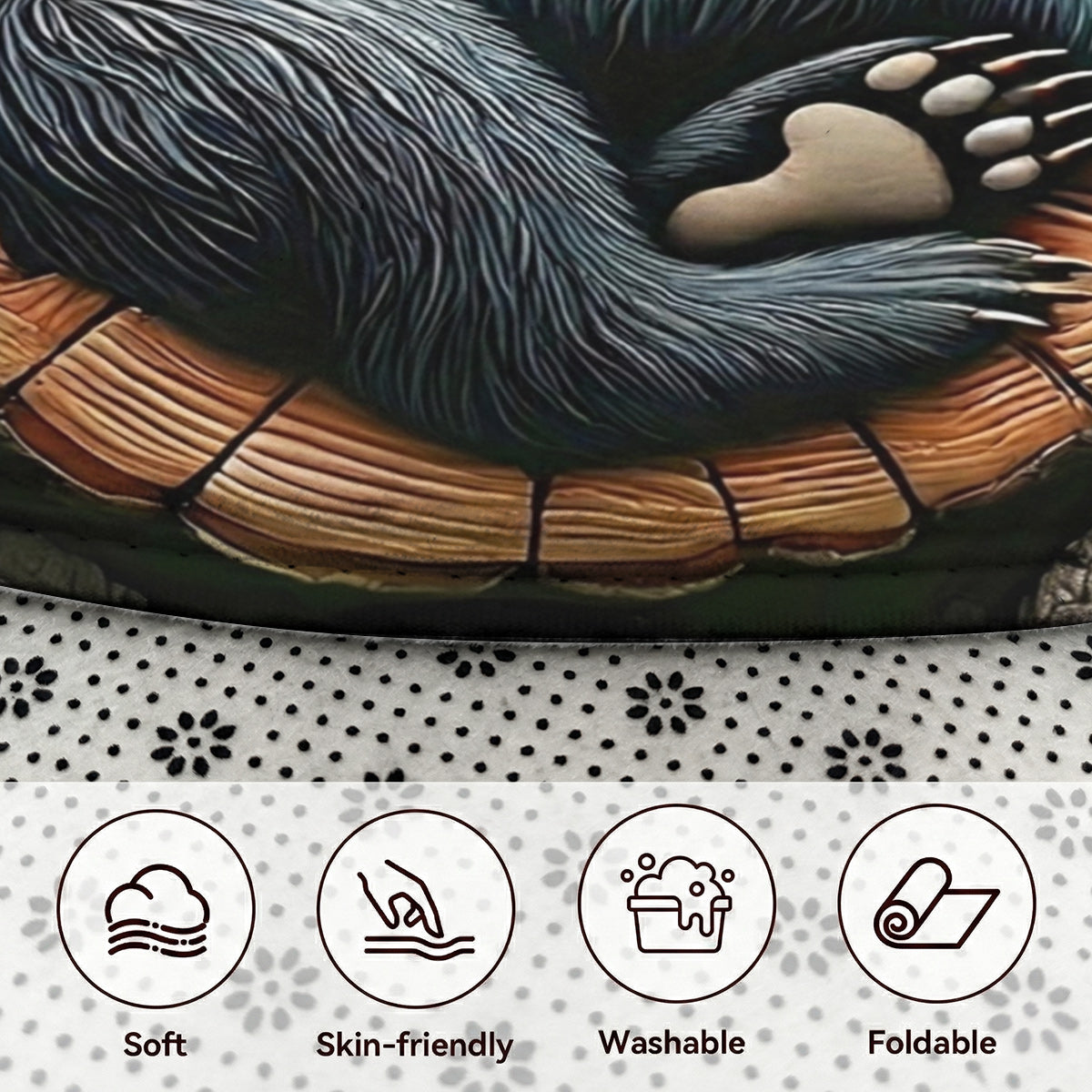 Woodland Animal Art Round Rug Bear Of Gentle Heart 3D Illusion Flat Print