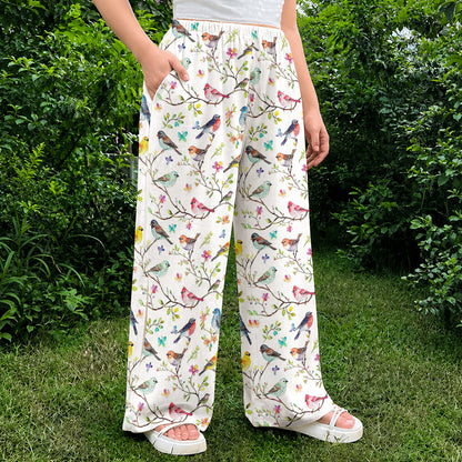 Bird Lovers Lounge Pants Whispering Songbirds Blossom Haven