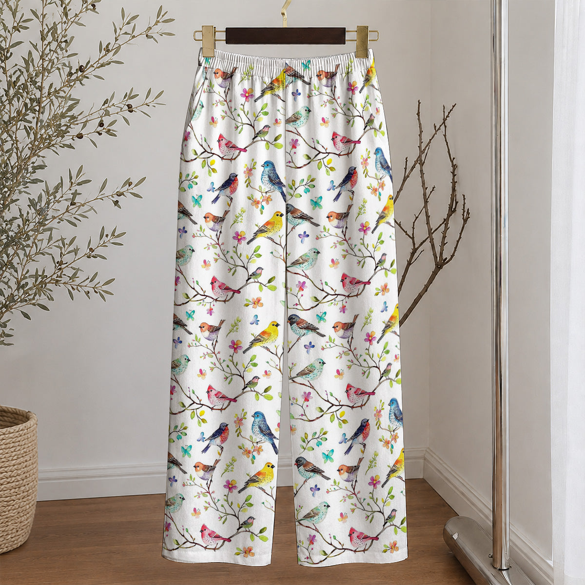 Bird Lovers Lounge Pants Whispering Songbirds Blossom Haven