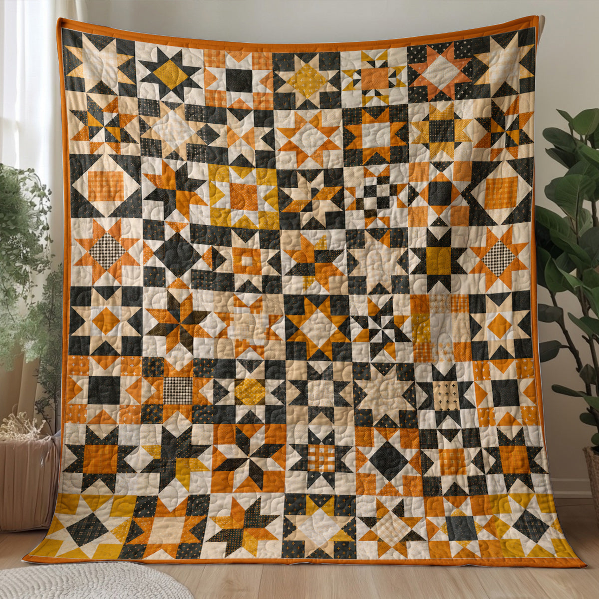Quilted Blanket Harvest Star Patchwork