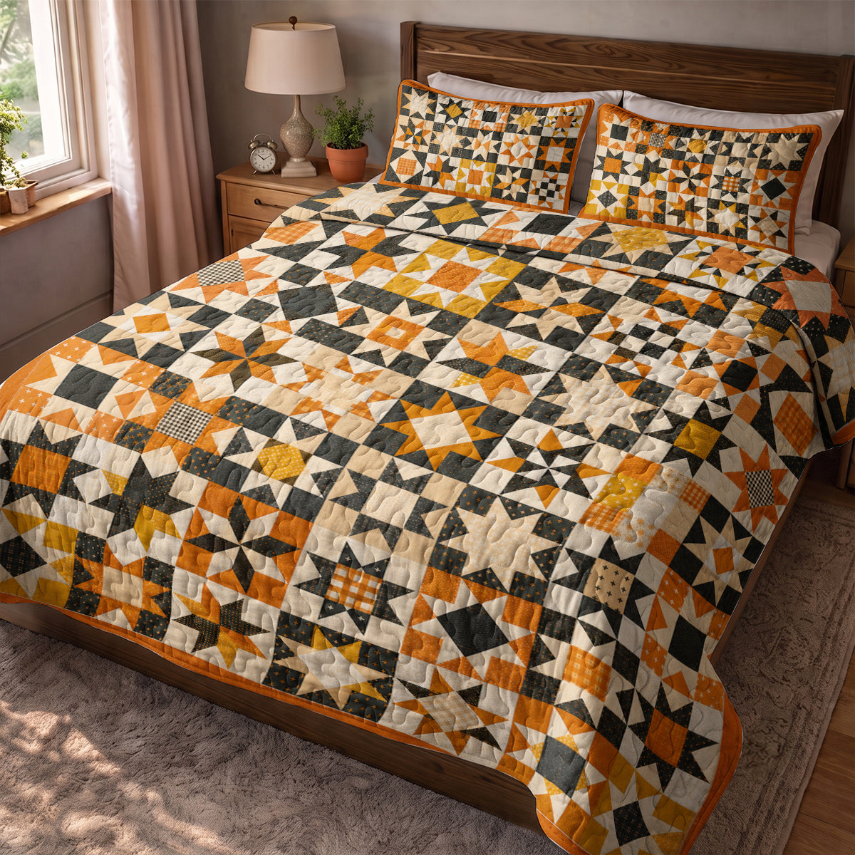Quilted Blanket Harvest Star Patchwork