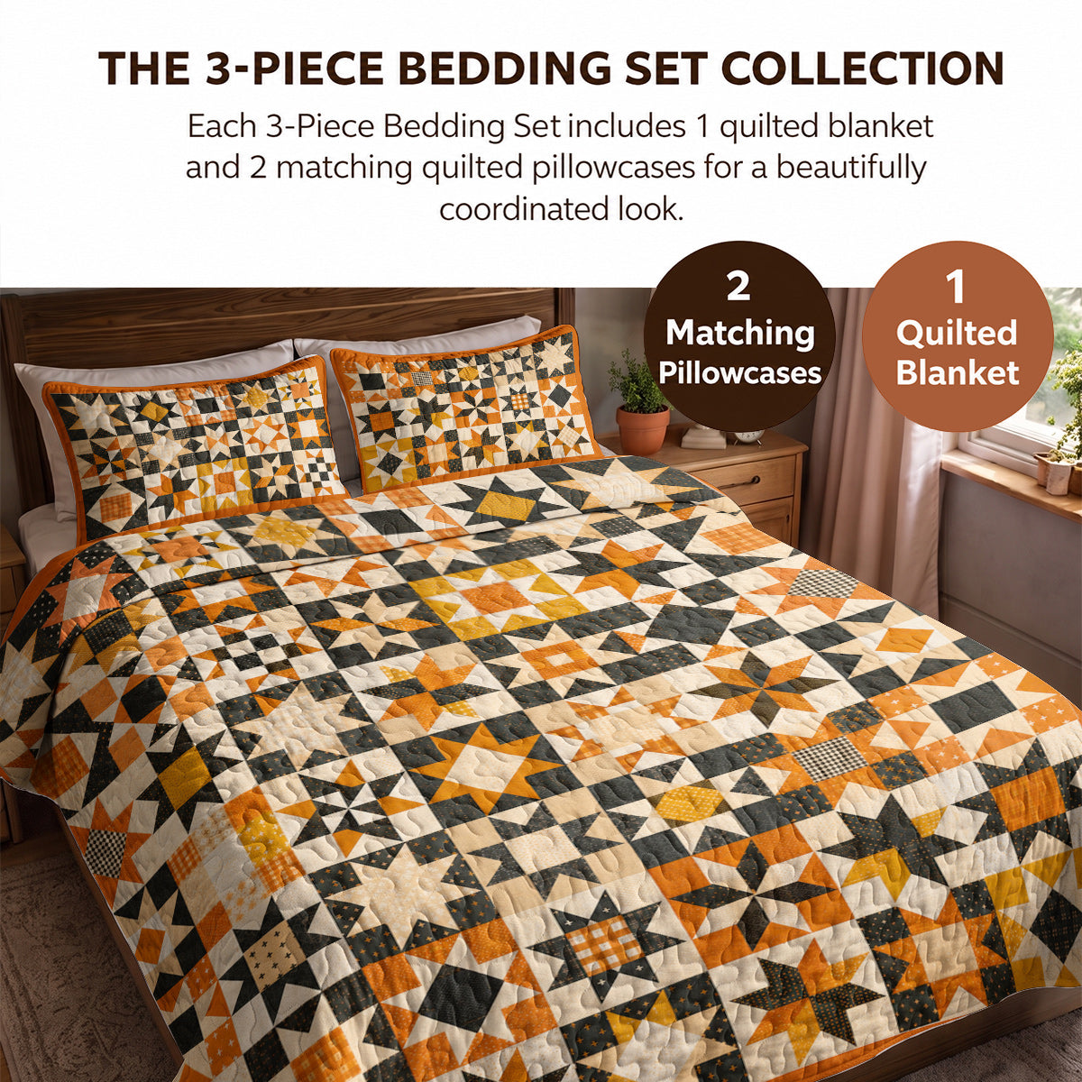 Quilted Blanket Harvest Star Patchwork