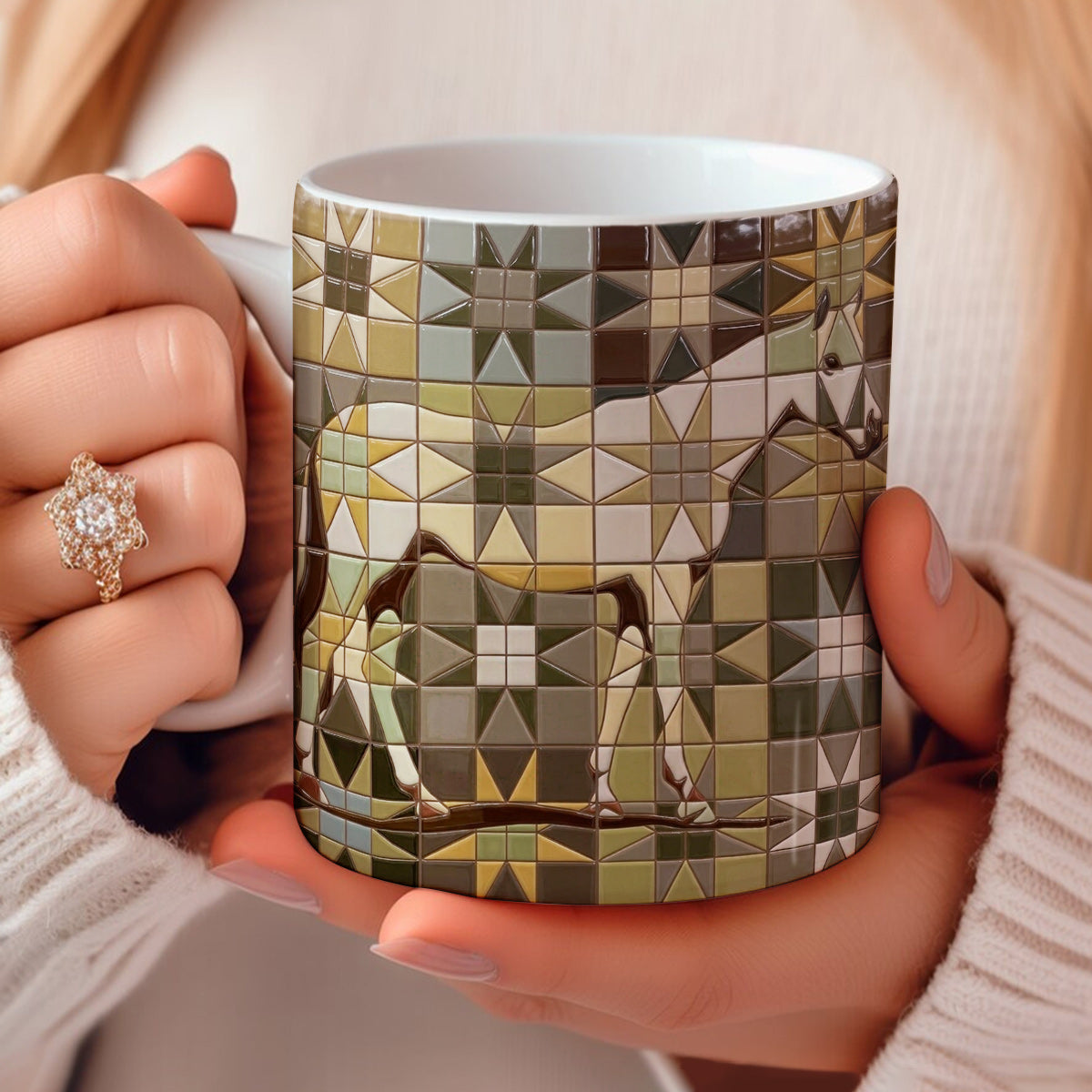 Horse Ceramic Mug Patchwork Prairie Horse