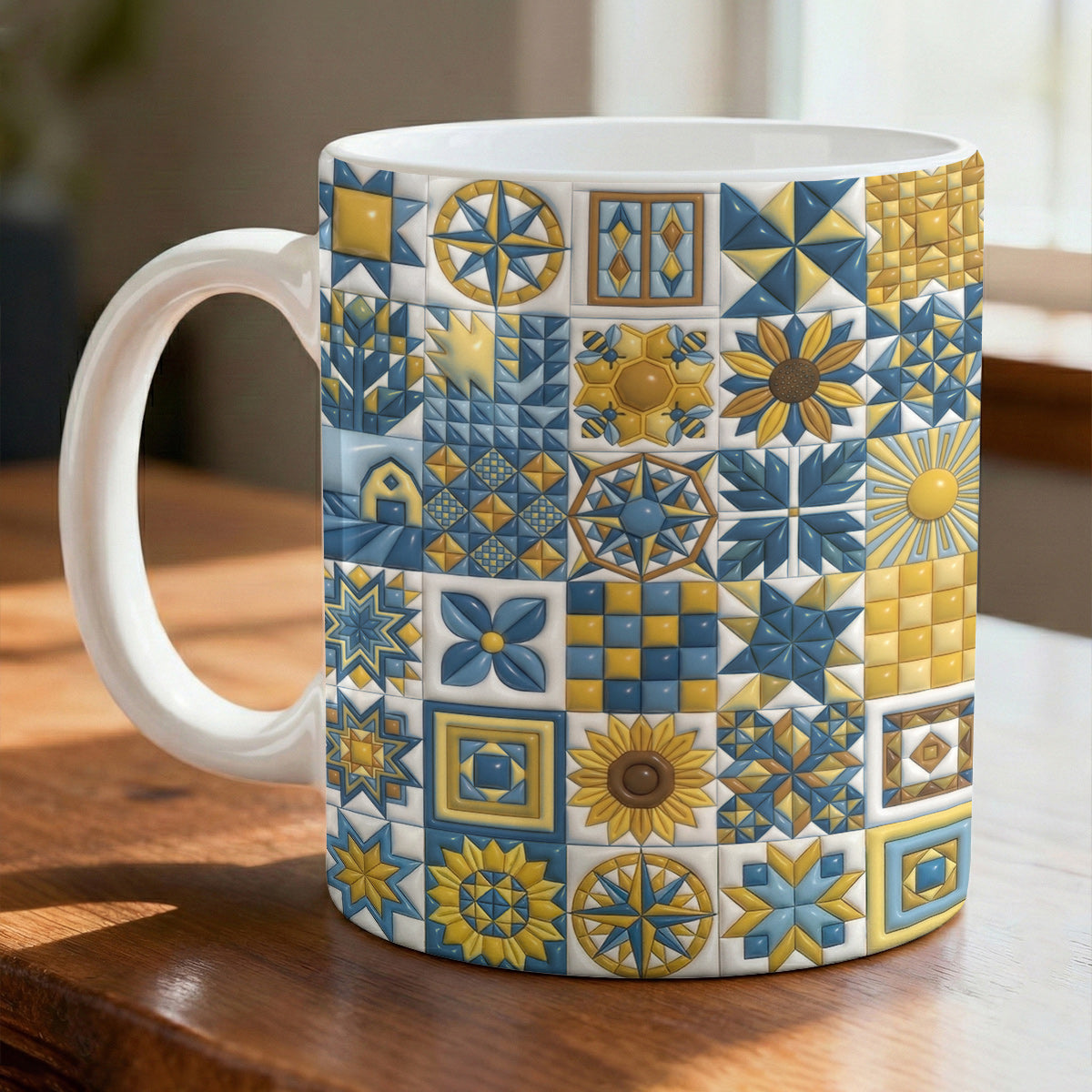Sunflower Quilt Charm 11 oz Mug