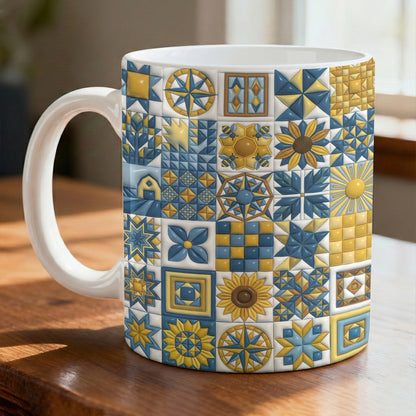 Sunflower Quilt Charm 11 oz Mug