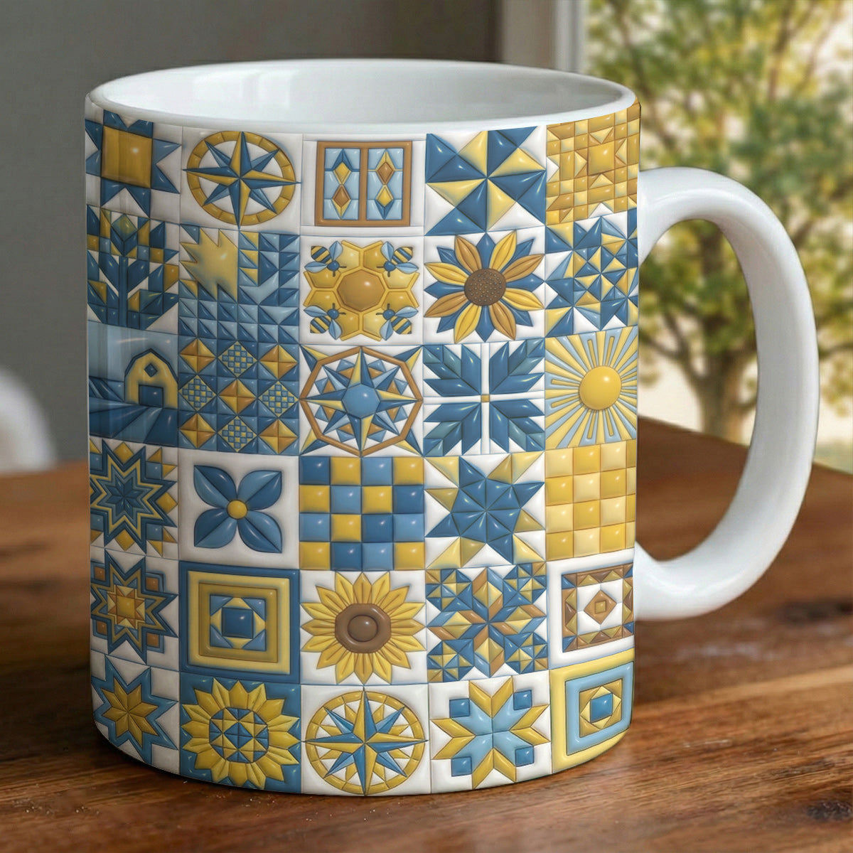 Sunflower Quilt Charm 11 oz Mug