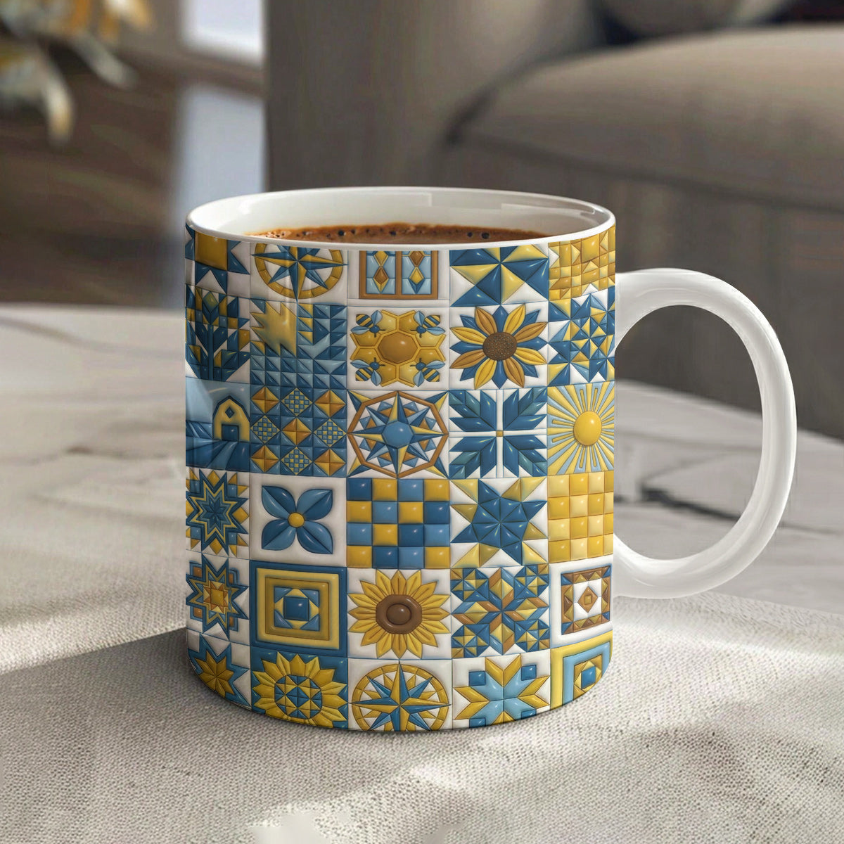 Sunflower Quilt Charm 11 oz Mug