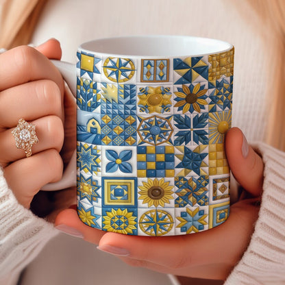 Sunflower Quilt Charm 11 oz Mug