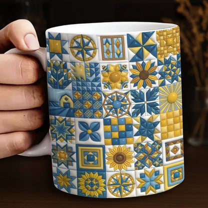 Sunflower Quilt Charm 11 oz Mug