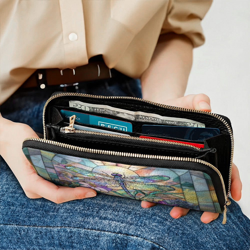 Dragonfly Bloom Leather Wallet Ethereal Dragonfly Bloom Sanctuary