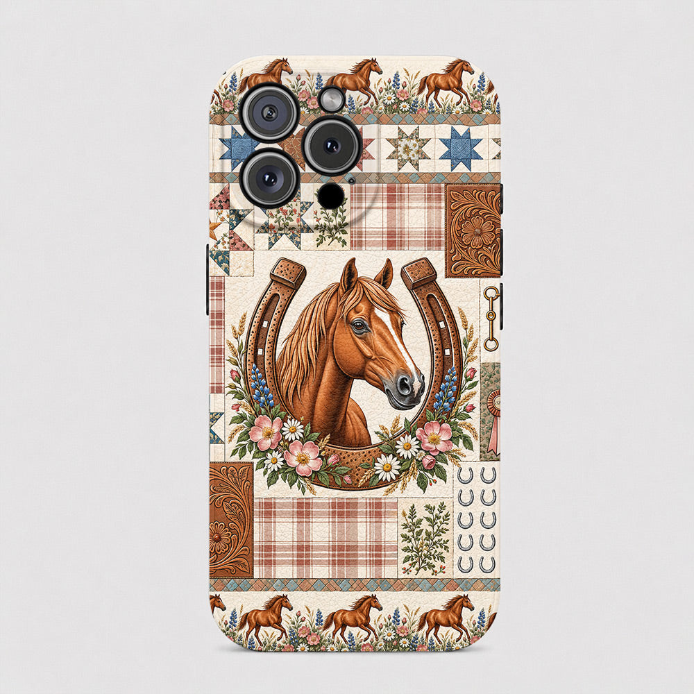 Horse Leather Phone Case Country Patchwork Horse