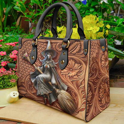 Witch Leather Handbag 2D Print The Enchanted Witch
