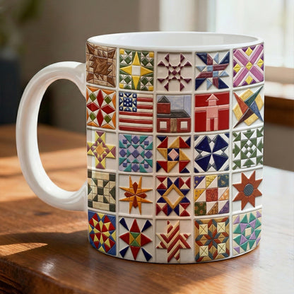 Sewing Lover Ceramic Mug Vintage Quilt Blocks