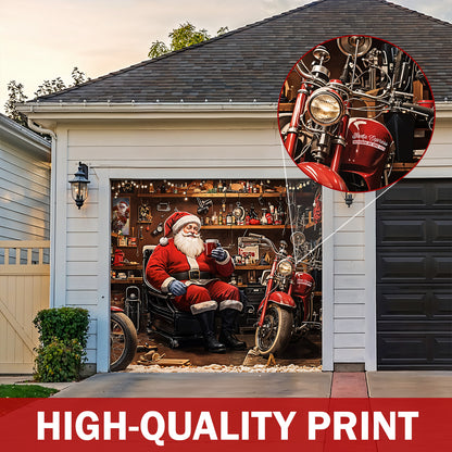 Christmas Garage Door Banner Decoration - Santa’s Workshop Motors – Fast. Festive. Fearless.