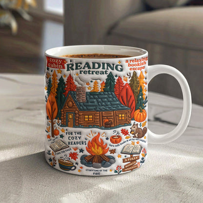 Book Ceramic Mug Autumn Cabin Bookish Escape