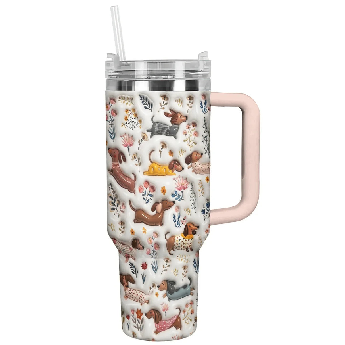Dachshund 40 oz Tumbler Happy Field Flowers