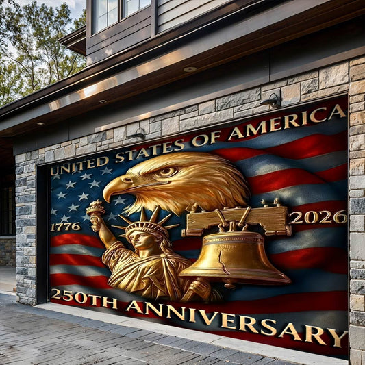 Patriotic Garage Door Banner - America 250th Anniversary