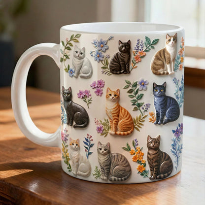 Cat 11Oz Mug Charming Floral Cats