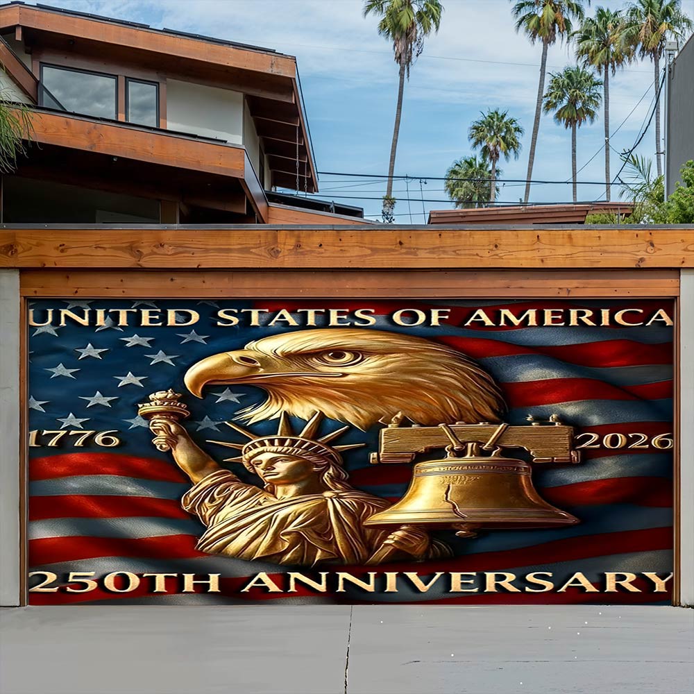 Patriotic Garage Door Banner - America 250th Anniversary