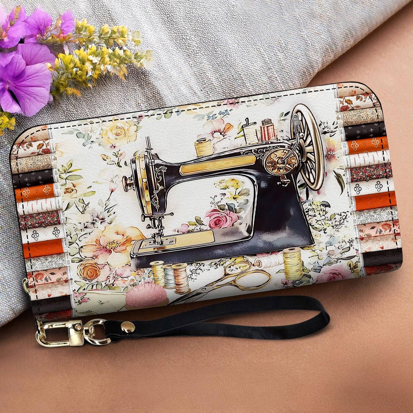 Sewing Lover Leather Wallet Vintage Bloom