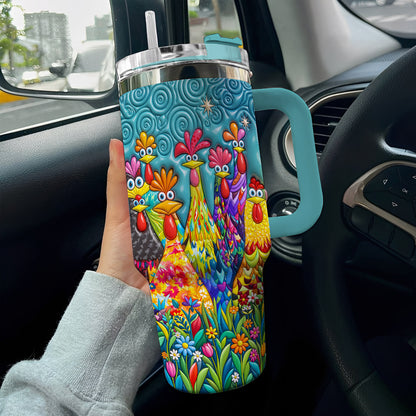 Chicken 40 oz Tumbler Colorful Chicken Garden
