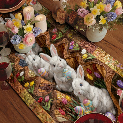 Easter Quilted Table Runner The Bunny Burrow of Easter Joy