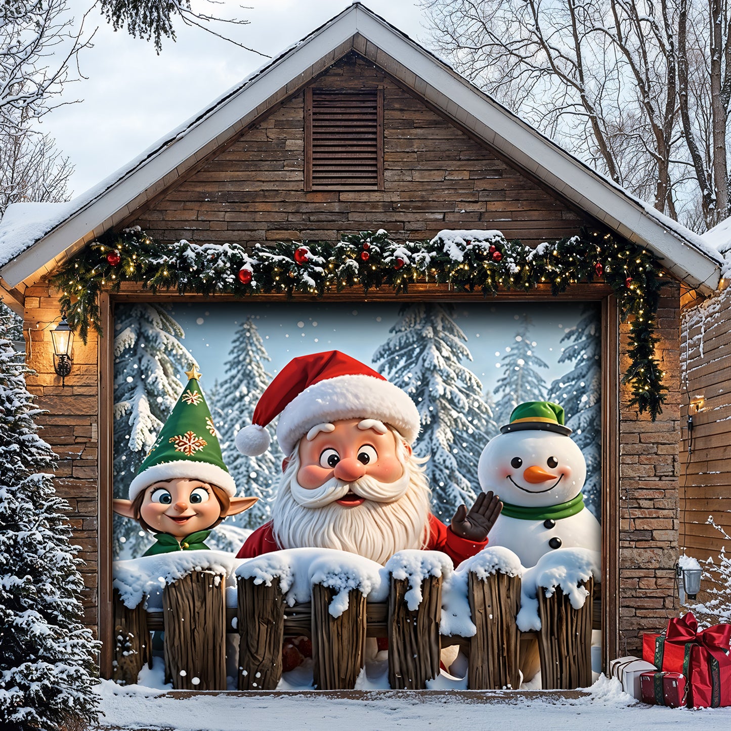 Christmas Garage Door Banner Decoration - Santa’s Jolly Crew