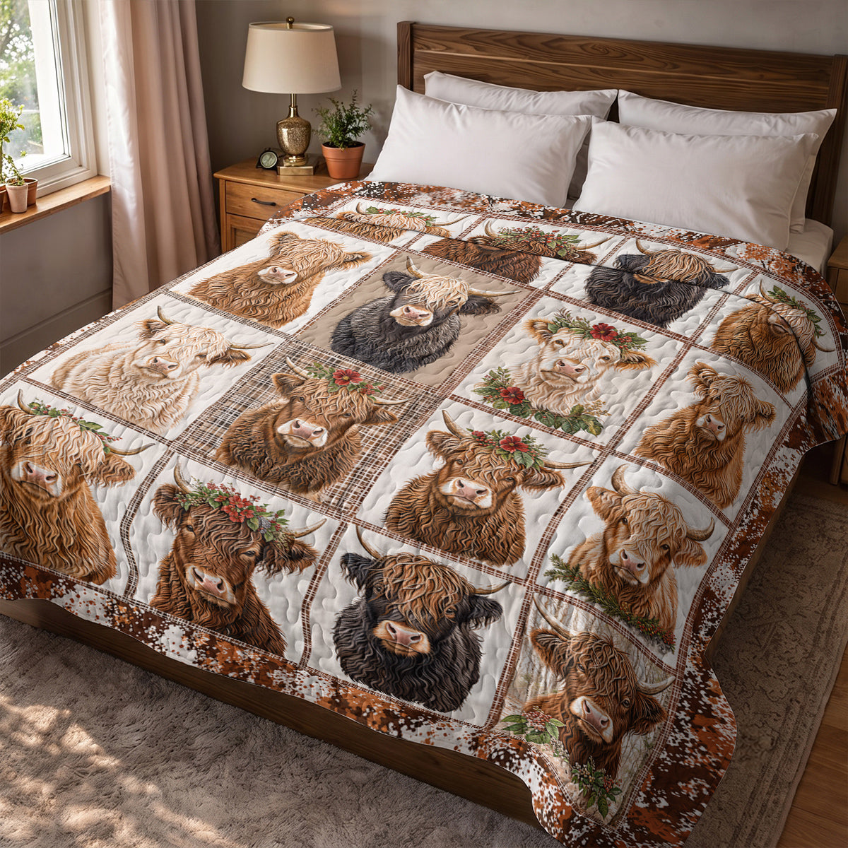 Highland Cow Quilted Blanket Cows In My Heart