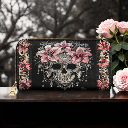 Gothic Skull Leather Wallet Midnight Lily Skull