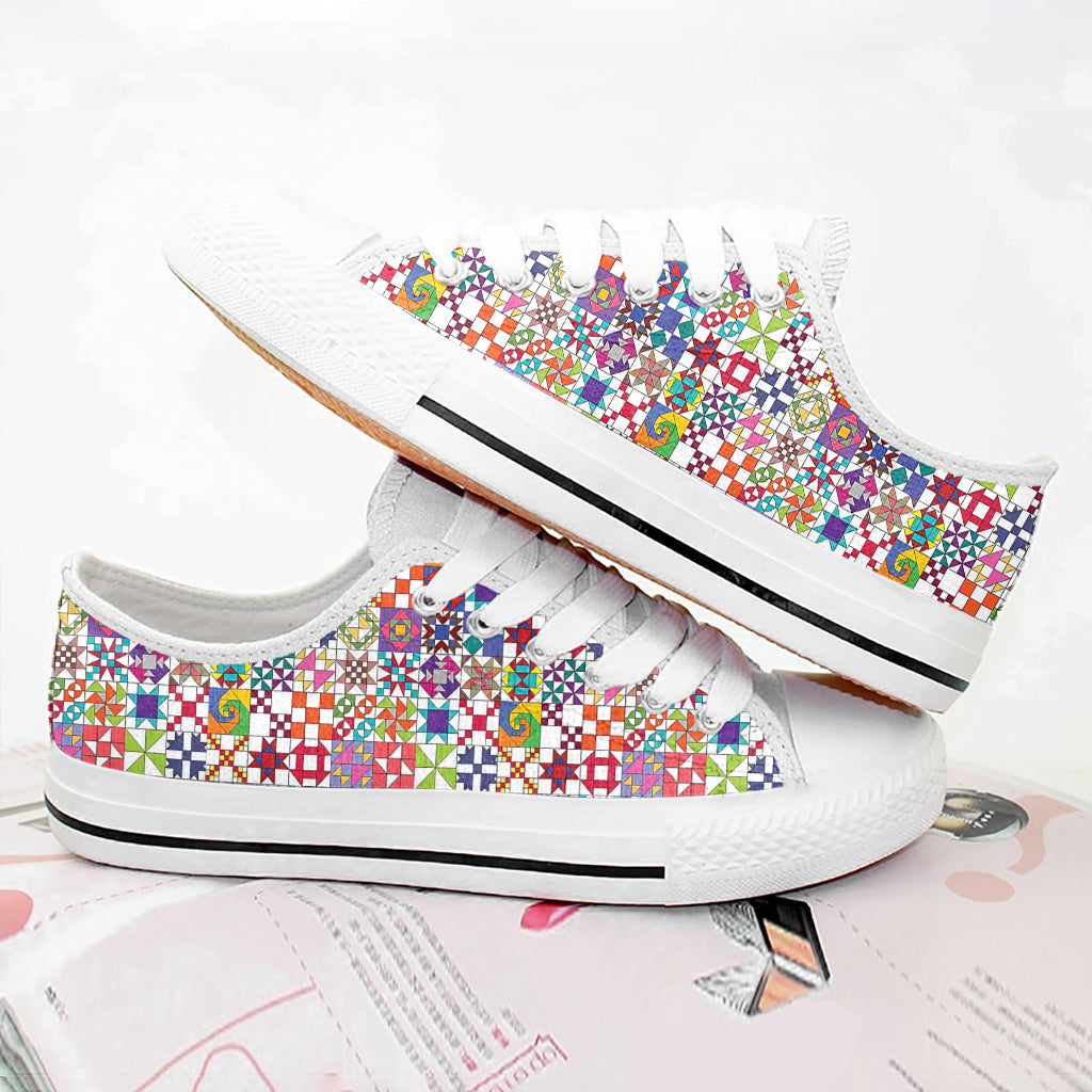 Sewing Lover Women's Low Top Shoes ColorBurst Quilt Blocks