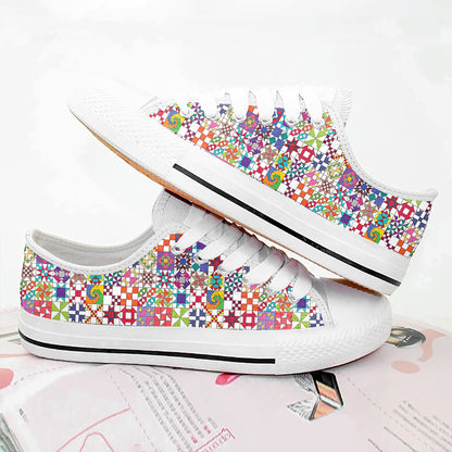 Sewing Lover Women's Low Top Shoes ColorBurst Quilt Blocks