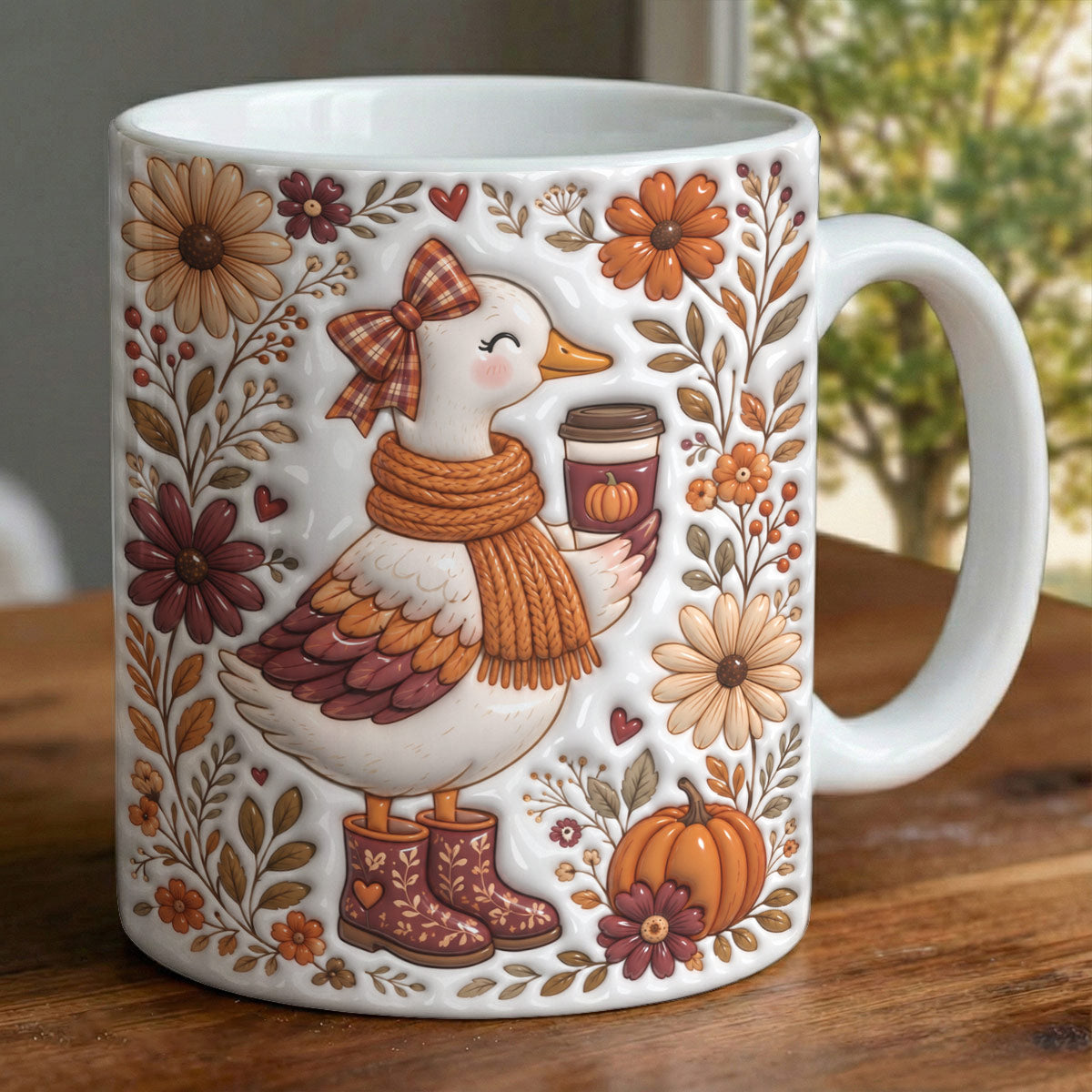 Cozy Autumn Goose Ceramic Coffee Mug