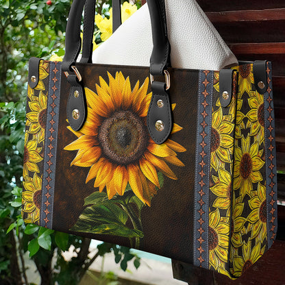 Sunflower Leather Handbag Golden Sunflower Glow