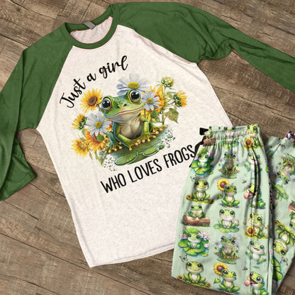 Frogs Lover Raglan Lounge Pajamas Just A Girl Who Loves Frogs