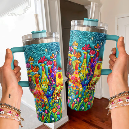 Chicken 40 oz Tumbler Colorful Chicken Garden