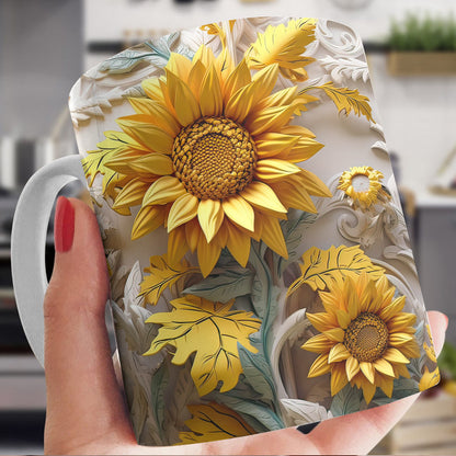 Sunflower Ceramic Mug Golden Sunflower Garden