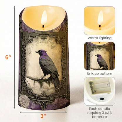 Gothic LED Candle Violet Raven