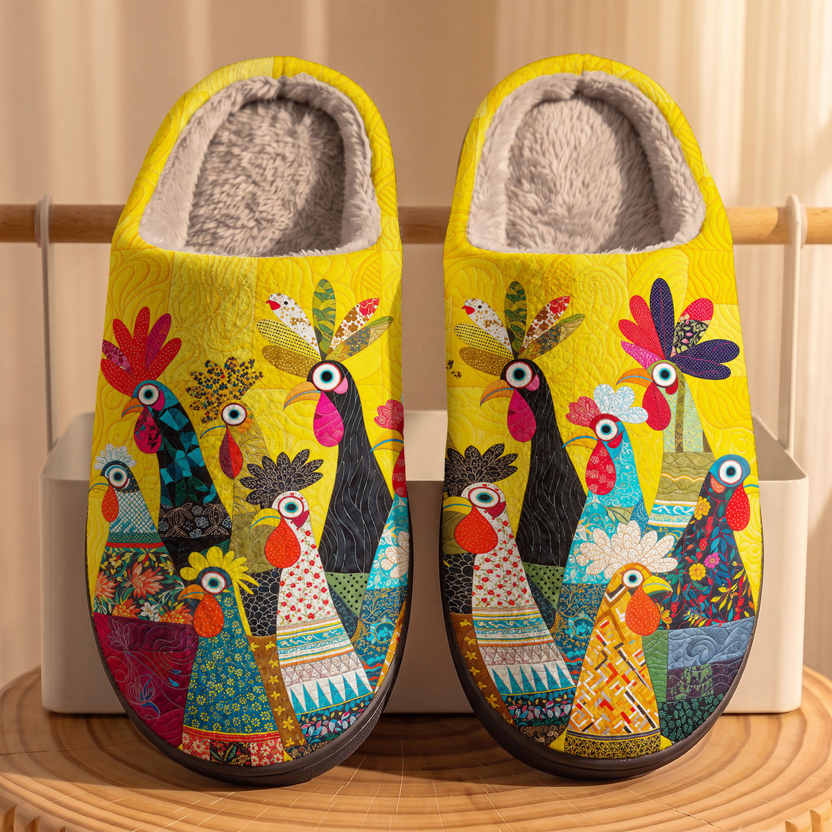 Chicken Fleece Lined Slippers Mother Cluckin’ Crew