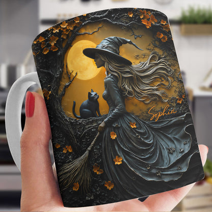 Witch Ceramic Mug Witch Beneath the Autumn Moon