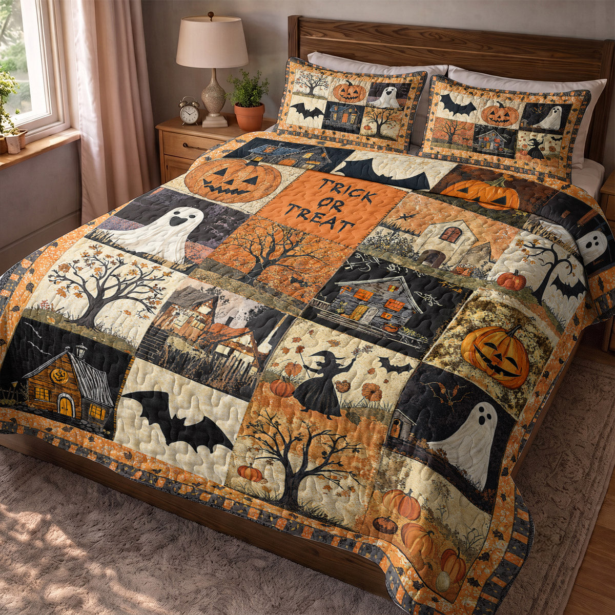 Halloween Quilted Blanket Spooky Trick Or Treat