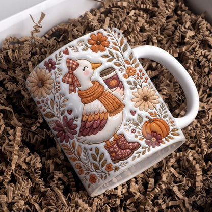 Cozy Autumn Goose Ceramic Coffee Mug