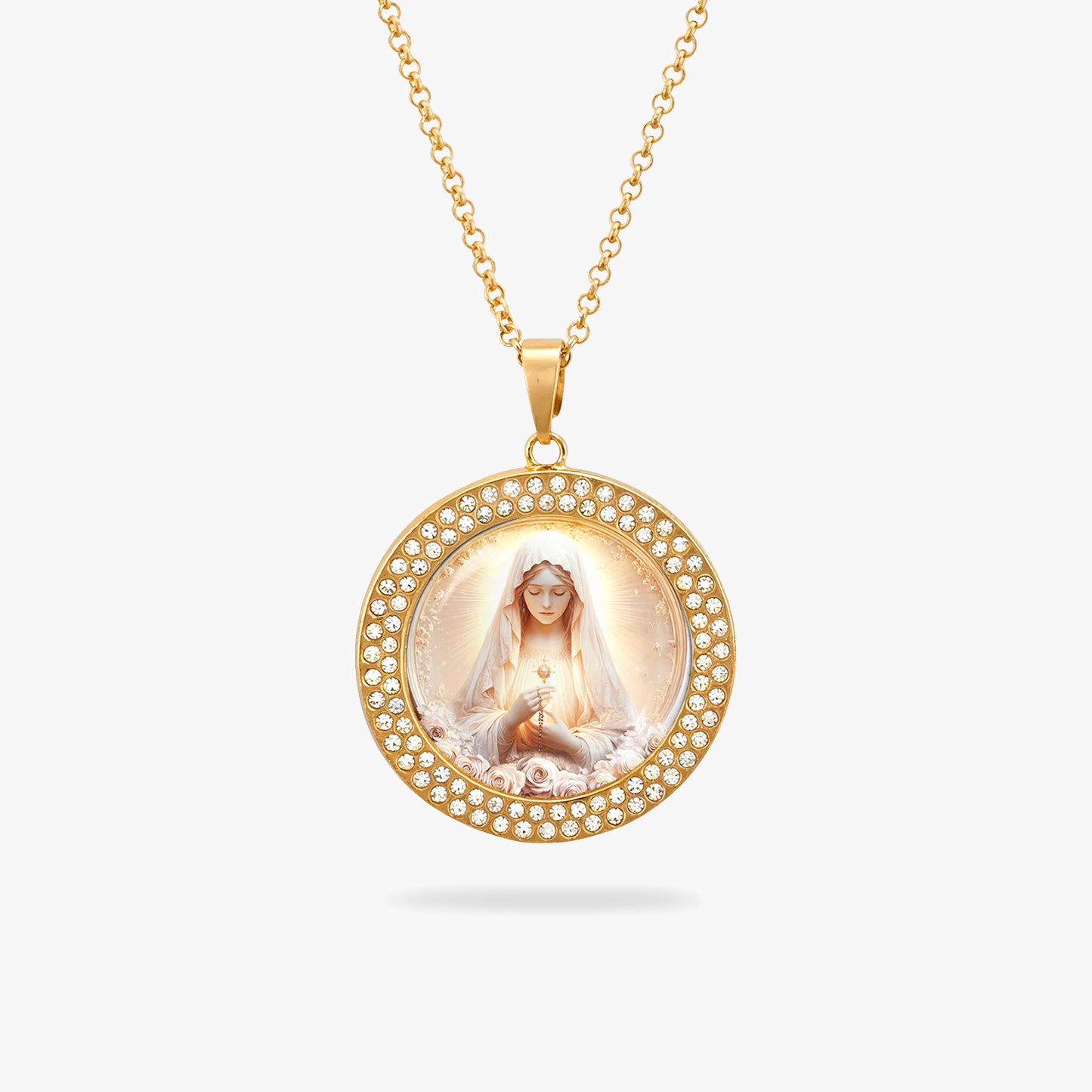 Virgin Mary Pendant Necklace Rose Of The Divine